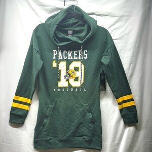 Green Bay Packers Mini Dress Hoodie NFL Team Apparel’19’ Jersey Sweatshirt Med.